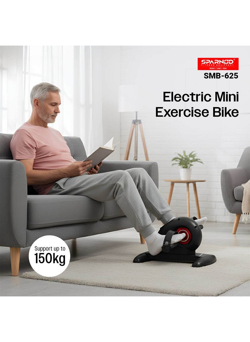 Sparnod Fitness SMB-625 Electric Mini Exercise Bike, Portable Pedal Exerciser with Remote Control, LCD Display for Time Speed Distance Calories, Quiet Motor, Forward & Reverse Motion, 150kg Capacity - Image 2